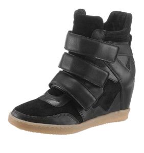 I´m Walking Damen Velours-Glattleder-Boots, schwarz, Größe:38