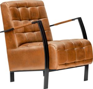 MASSIVMOEBEL24 Sessel Echtleder 64x76x83 cognac IRON LABEL #13