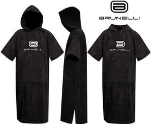 BRUNELLI Poncho Überzieher Bademantel Handtuch Schwimmen Kite Surfen black 100% Baumwolle