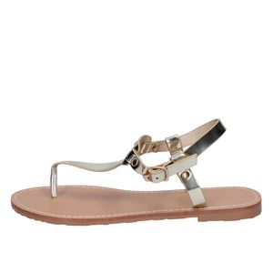 FRANCESCO MILANO Sandalen Damen Kunstleder Platin BS349 - Größe: 35