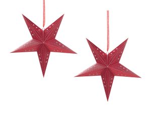 BELIANI Súprava 2 vianočných hviezd červená 45 cm trblietavé závesné papierové vianočné ozdoby