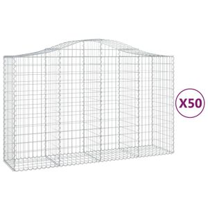 vidaXL Gabionen mit Hochbogen 50Stk. 200x50x120/140cm Verzinktes Eisen