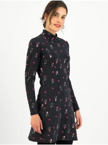 Schwarzes geblümtes Pulloverkleid Blutsgeschwister Sweet Turtle Mania