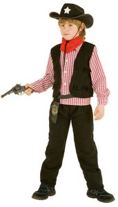 Kinder Kostüm Cowboy Lucky in schwarz zu Karneval Fasching Größe 140