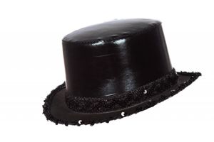 Kostüm Zubehör Zylinder Hut Mütze Pailletten Hutband schwarz Karneval Fasching