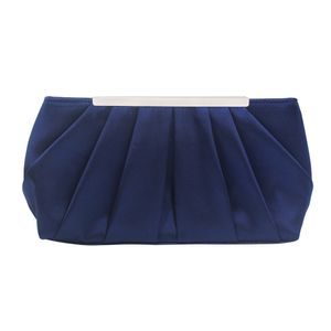 Blau Clutch Abendtasche Elegante Plissee Satin Formale Handtasche Einfache Klassische Geldbörse für Damen