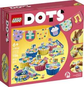 LEGO 41806 DOTS Ultimatives Partyset, Partyspiele für Kinder und DIY Partytütenfüller mit Spielzeug Cupcakes, Armbändern und Wimpeln, kreative Dekoration, Geschenke für Mädchen und Jungen