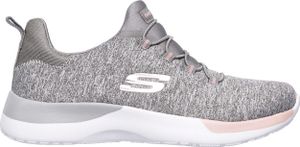 Skechers Dynamight, Damen Mesh Sneakers, Sportschuhe in grau und pink, Skechers Memory Foam Fußbett, in der Maschine waschbar