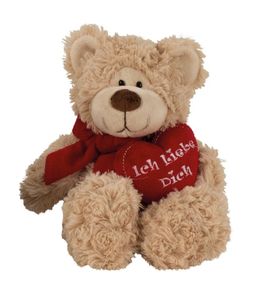 Plüschtier Bär beige sitzend 17cm mit Herz Ich liebe Dich Teddybär Kuscheltier Teddy