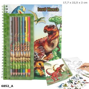 Depesche 6852 Dino World Malbuch mit Buntstiften Dinosaurier Kreativset