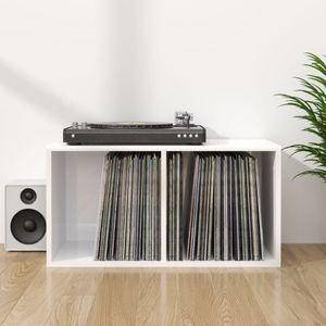 vidaXL Schallplatten-Aufbewahrungsbox Hochglanz-Weiß 71x34x36 cm