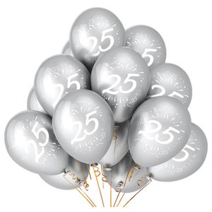 Oblique Unique 10x Luftballons Zahl 25 Geburtstag Jubiläum Silberhochzeit Silberne Hochzeit Party Ballons - silber