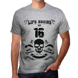 Herren Grafik T-Shirt Das Leben beginnt mit 16 – Life Begins at 16 – Geschenk 16. Geburtstag Jahrestag 16 Jahre Jubiläum 16 Jährige Mann Jahrgang 2008