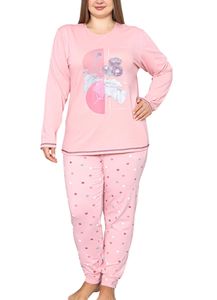 Damen Pyjama Übergröße Schlafanzug Hausanzug langarm - XXL