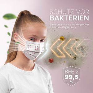 Medizinische Mundschutz für Kinder -Maske Typ IIR, OP-Masken Kätzchen weiß, hergestellt in Deutschland - 50 Stück
