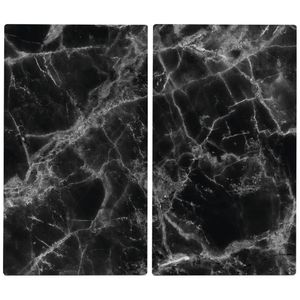 ZELLER, Herdabdeck-/Schneideplatten 'Marmor', Glas, weiß, 30 x 52 x 1 cm, 2, Farbe:schwarz