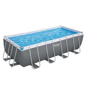 Bestway® Power Steel™ Frame Pool Komplett-Set mit Sandfilteranlage 488 x 244 x 122 cm, grau, eckig