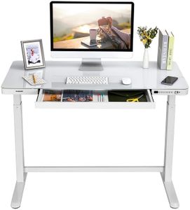 Elektrisch Höhenverstellbarer Schreibtisch mit Touch Funktion,  USB, Elektrischer Schreibtisch (Weiß)