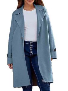 Damen Wintermantel Outwear Casual Trenchcoats Warme Strickjacke Jacke Outdoor Overcoat Blau,Größe 2XL