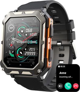 Smartwatch Herren mit Telefonfunktion, Sportuhren, IP68 wasserdicht, 1,83 Zoll, Fitnessuhr mit Blutdruckmessung, 123 Sportmodi, Outdoor Android iOS