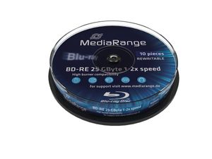 MediaRange Bluray 25GB 10pcs BD-RE Spindel 2x