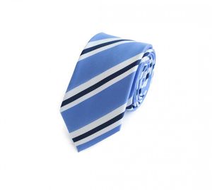 Fabio Farini - Krawatte - Gestreifte Blau Weiße Herren Schlips - Krawatten in 6cm Breite Schmal (6cm), Blau/Weiß/Schwarz