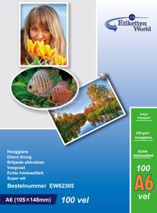 100 Stück Fotopapiere (105x148mm) 230g/m², EW62305-100 von EtikettenWorld.
