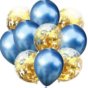 Oblique Unique Konfetti Luftballon Set 10 Stk Geburtstag Party Hochzeit JGA Deko blau gold