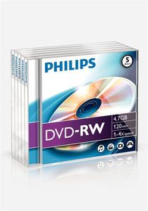 Philips DVD-Rohlinge, 120Min, 4.7GB, Speed 4x, Jewel Case (5 Disc)