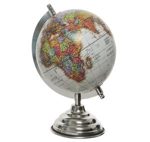 Globus Weiß Weltkugel mit Ständer Standglobus Geografische Karte Ø 16cm