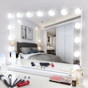 Hollywood Make-up-Spiegel, groß, mit 17 Leuchten, dimmbar,  LED-Lampen, Touch-Control-Design, Kosmetikspiegel für Schlafzimmer,  Ankleidezimmer (70 x 55 cm)