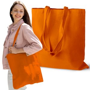 Baumwolltaschen Stofftasche Orange 38x42cm 125g lange Griff Stoffbeutel Öko