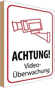 vianmo Holzschild 40x30 cm Achtung Videoüberwachung