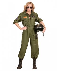 Luftwaffen Kampfjet Pilotin Frauenkostüm für Fasching & Motto Party Größe: L