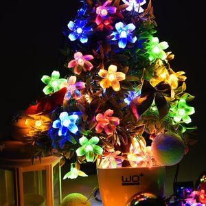 Salcar LED 5m Lichterkette Außen Solar Wasserdicht LED mit 20 Kirschblüten Lichter Weihnachten Gartenleuchten LED Solar Garten Deko