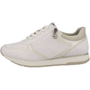 Tamaris Damen Schnürschuh Sneaker strukturiert Lack Reißverschluss 1-23603-20, Größe:37 EU, Farbe:Weiß