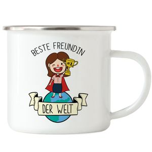 Beste Freundin der Welt Emaille Tasse Dankeschön Geschenkidee Beste Freundin BFFs Freundschaft Fürs Leben Liebe