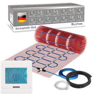 VILSTEIN Elektrische Fußbodenheizung für Fliesen Laminat und mehr I Komplett-Set I TWIN Technologie Heizsystem I Fußboden Heizmatte 150W/m² I 7.0x0.5m - 3.5 qm