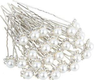 H&S Perlen Brautschmuck für die Haare - 40 Stück in Silber - Blumenförmige Haarnadeln für die Hochzeit oder auch als Haarschmuck zum Dirndl -