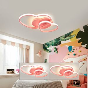 LED Deckenleuchte Herzförmige Dimmbar Modern Kronleuchter mit Fernbedienung für Esszimmer Schlafzimmer Badezimmer Küche Warmes Licht (Rosa)