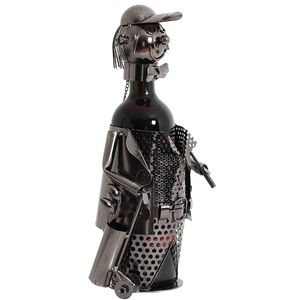 BRUBAKER Flaschenhalter Golfspieler mit Trolley Metall Skulptur