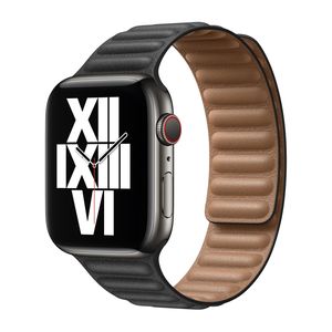 Apple Smartwatch-Lederarmband mit Endstück S 44mm für Apple Watch (schwarz)