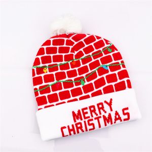 Vánoční klobouk s LED osvětlením Blikající režimy Pletený klobouk Dekorace Party Supplies, Plaid