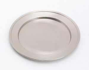 Kerzenteller, Dekoteller Messing vernickelt Silber (Innen Ø 7,5 cm, Außen 11 cm)