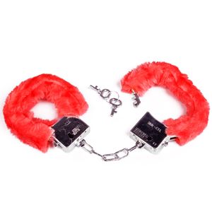 Handschellen Plüsch Metall mit Schlüssel, rot