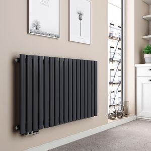 EMKE Badheizkörper, Horizontal Heizkörper, Design Paneelheizkörper 630x1000mm, Anthrazit flach Einlagig Seitenanschluss Heizung, 730W