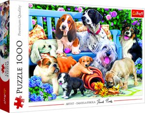 Puzzle 1000 Teile Hunde im Garten
