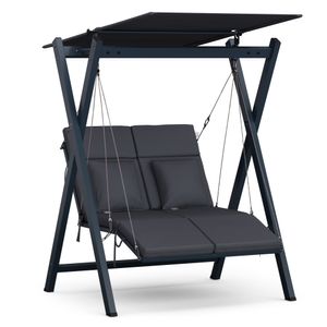 FlexiSwing Hollywoodschaukel 2-Sitzer verstellbare Rückenlehne + Sonnendach wetterfest