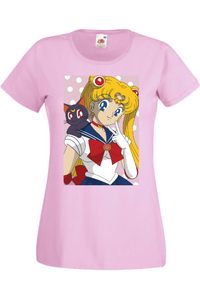 Moon Damen T-shirt Comics Manga Japan Anime Animation Gift, M / Hellrosa