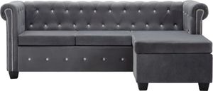 vidaXL Pohovka Chesterfield v tvare L so zamatovým poťahom 199x142x72 cm sivá vidaXL Pohovka Chesterfield v tvare L so zamatovým poťahom 199x142x72 cm sivá